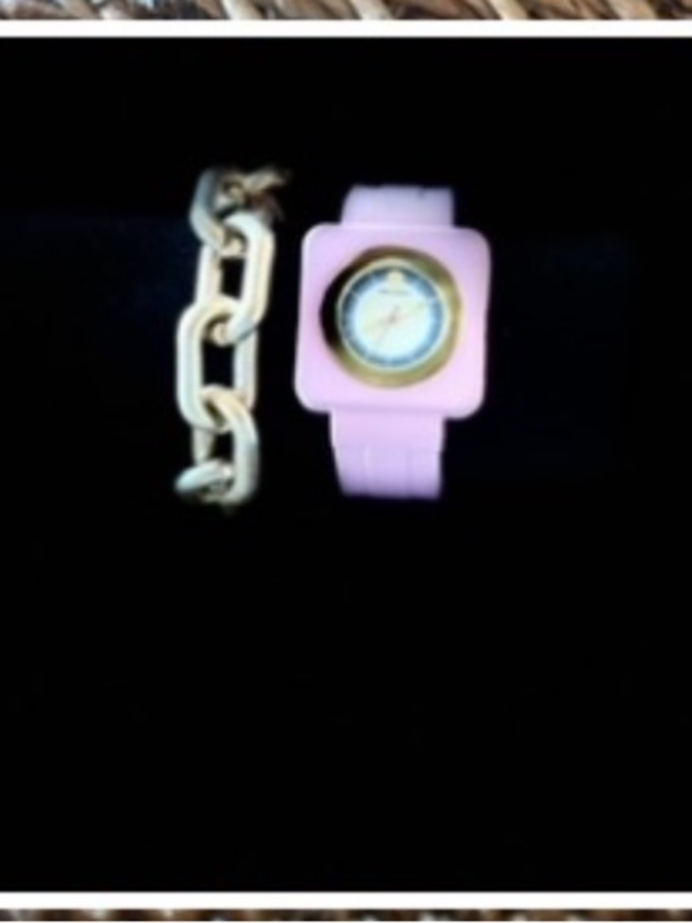 Tory Burch Izzie Watch Pink Silicone Square Watch with Gold Bezel 36 mm - Picture 9 of 15